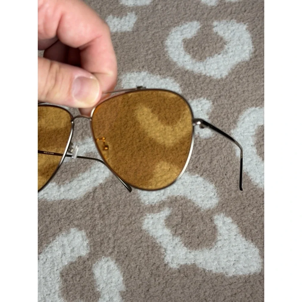 Uniqlo Metal Teardrop Aviator Sunglasses Orange Tinted
